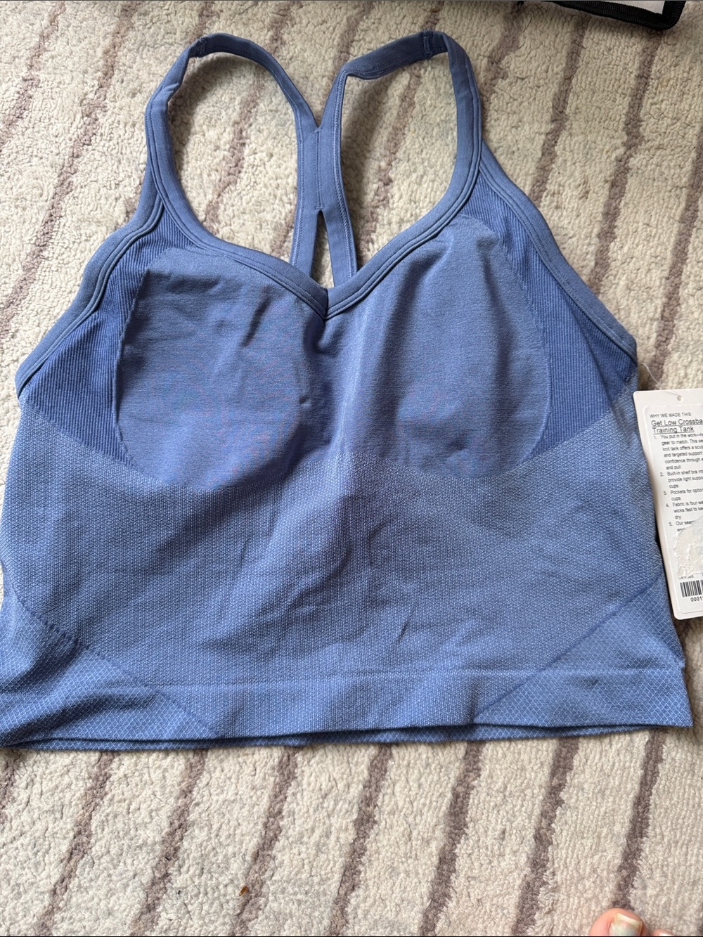Lululemon get low cross back training tank XL B/C cup prep blue brilliant blue